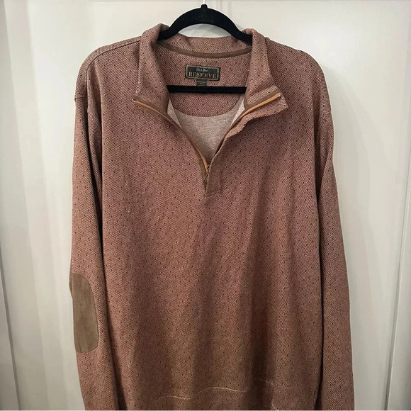 Jos A Banks 1/4 Zip Sweater Brown Men’s Pullover Size XXL Elbow Patches - Picture 3 of 6
